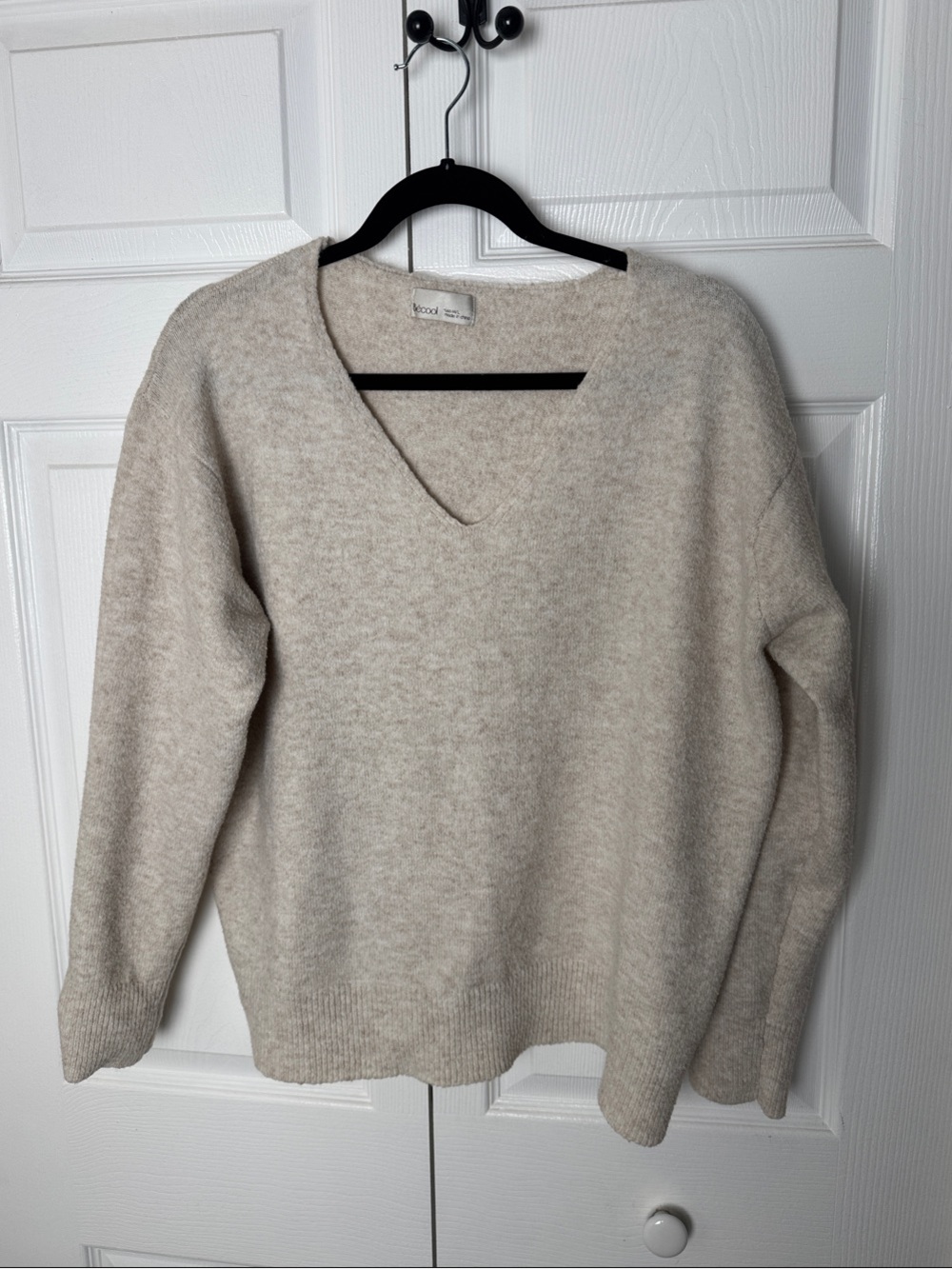 BE COOL Beige V-Neck Cozy Knit Sweater